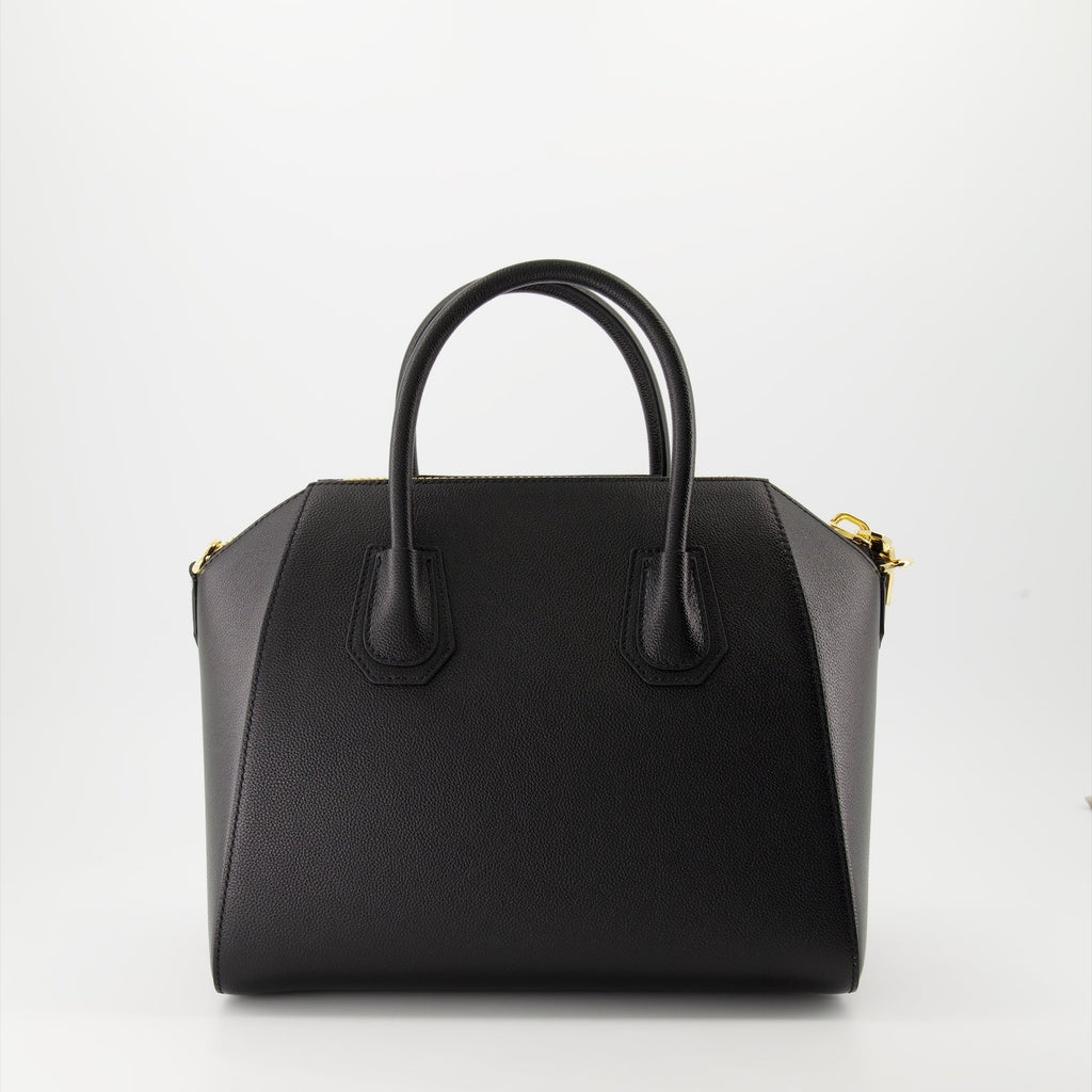 Black Leather Antigona Handle Bag