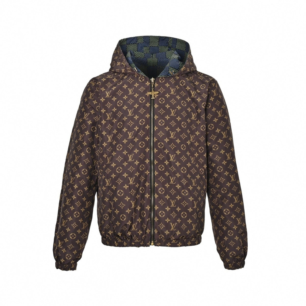 LV Reversible Monogram & Check Hooded Jacket