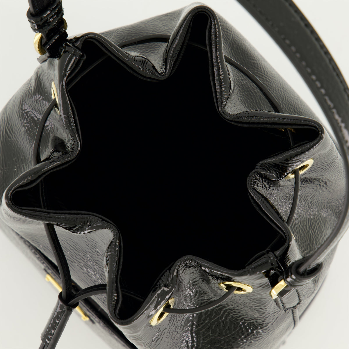 Patent Leather Bucket Bag (Black)