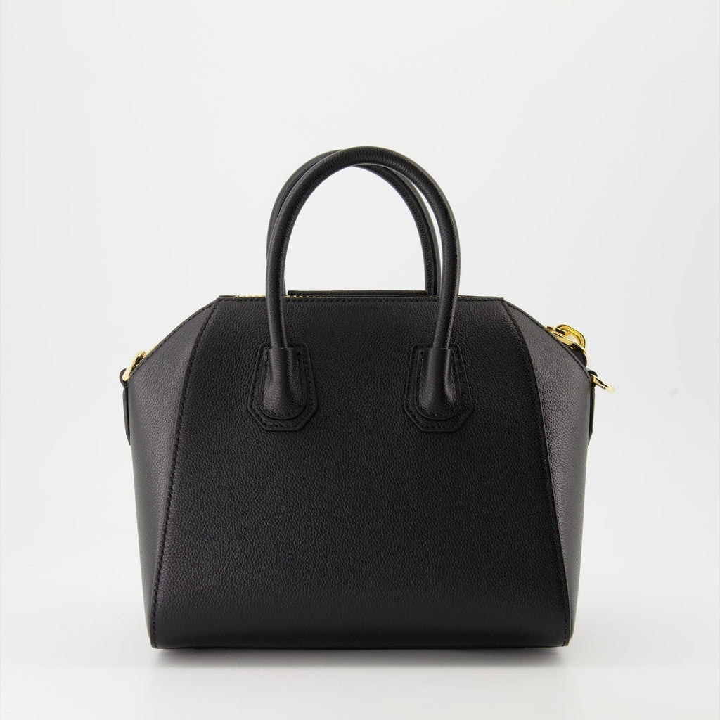 Black Leather Antigona Top Handle Bag