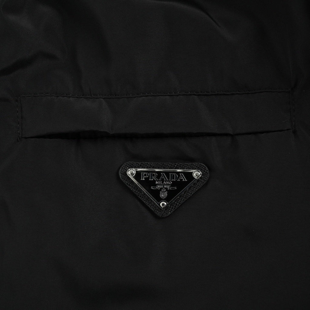 Reversible Hooded Jacket – Black Leather & Nylon Dual-Finish