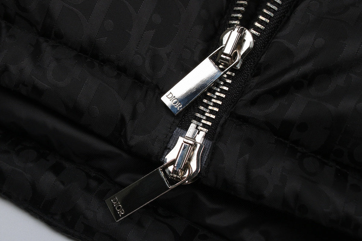 Oblique Quilted Down Jacket – Black