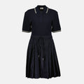 Polo Collar Drawstring Waist Dress