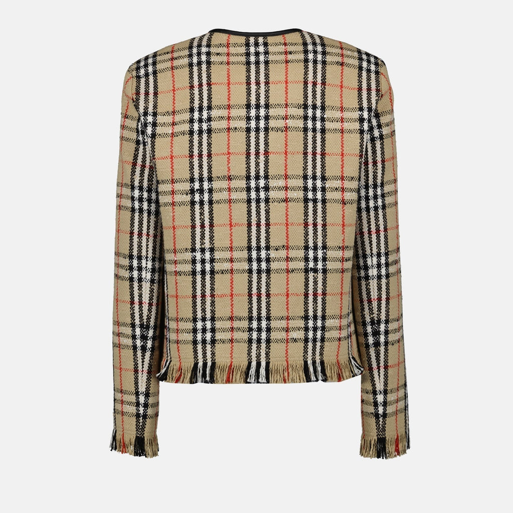 Vintage Check Tweed Fringe Jacket