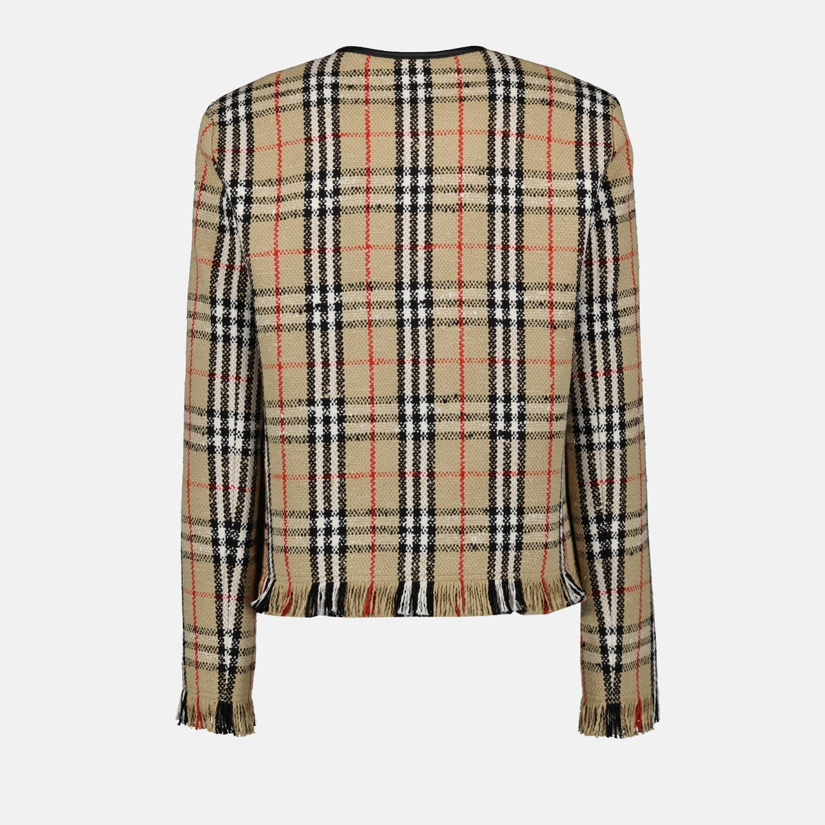 Vintage Check Tweed Fringe Jacket