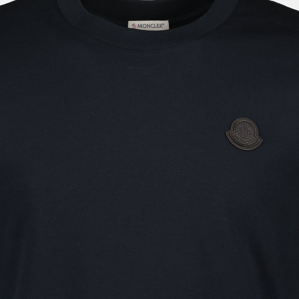 Leather Logo Cotton T-Shirt
