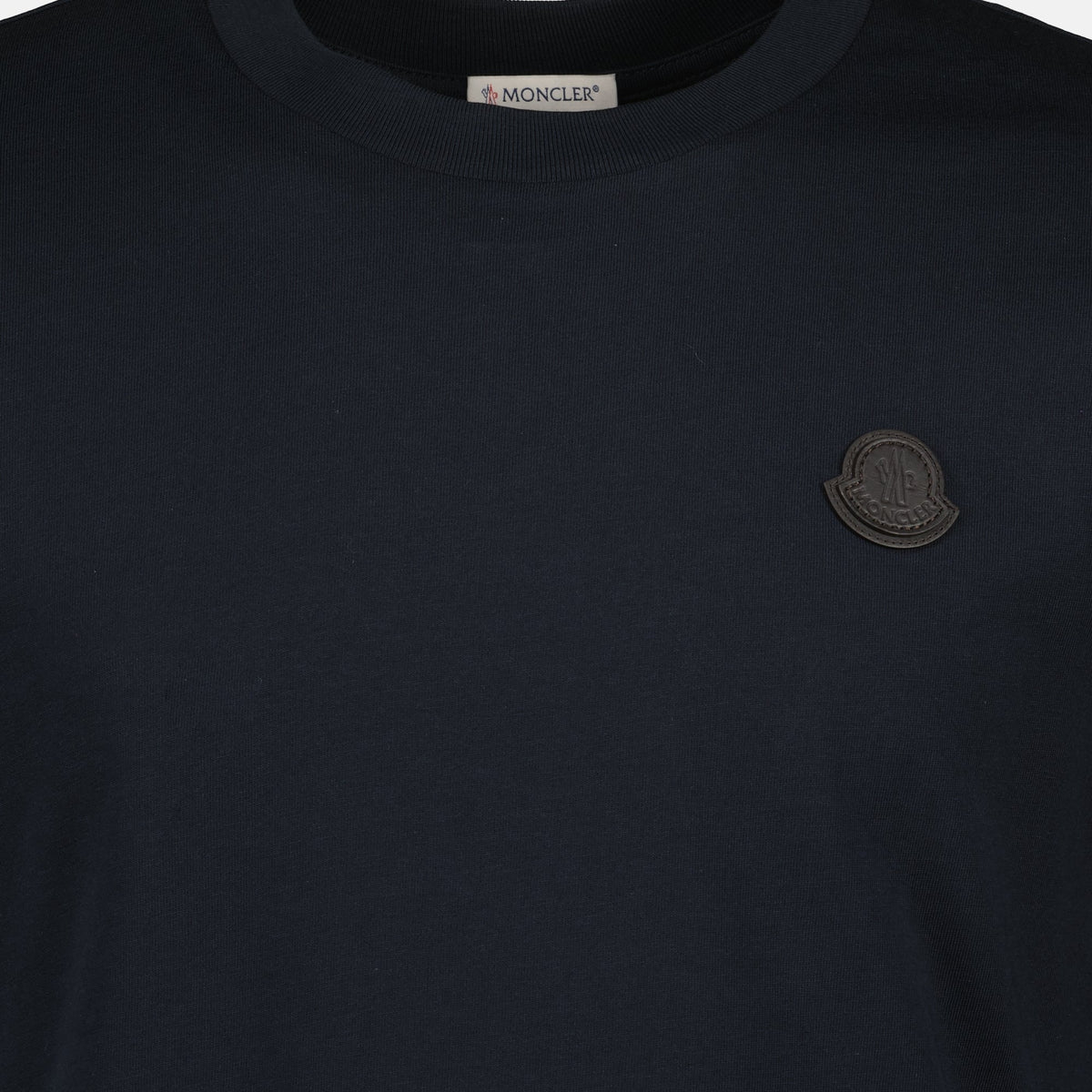 Leather Logo Cotton T-Shirt