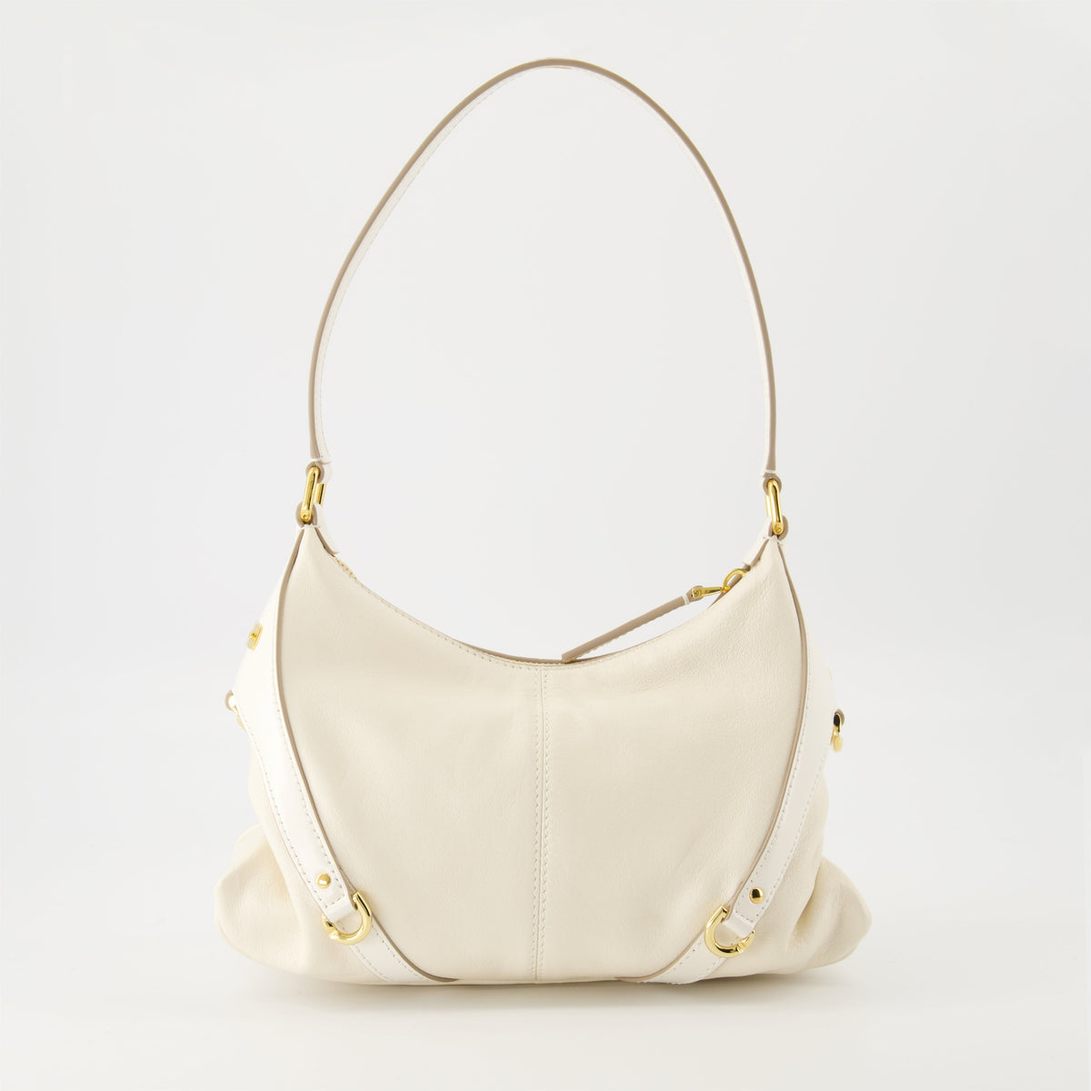 Cream Leather Buckle Detail Mini Shoulder Bag