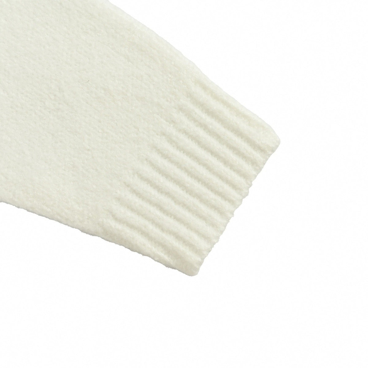 Pearl-Embellished Crown Motif Wool Knit Sweater – Ivory White