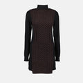 Cable-Knit Panel Turtleneck Dress