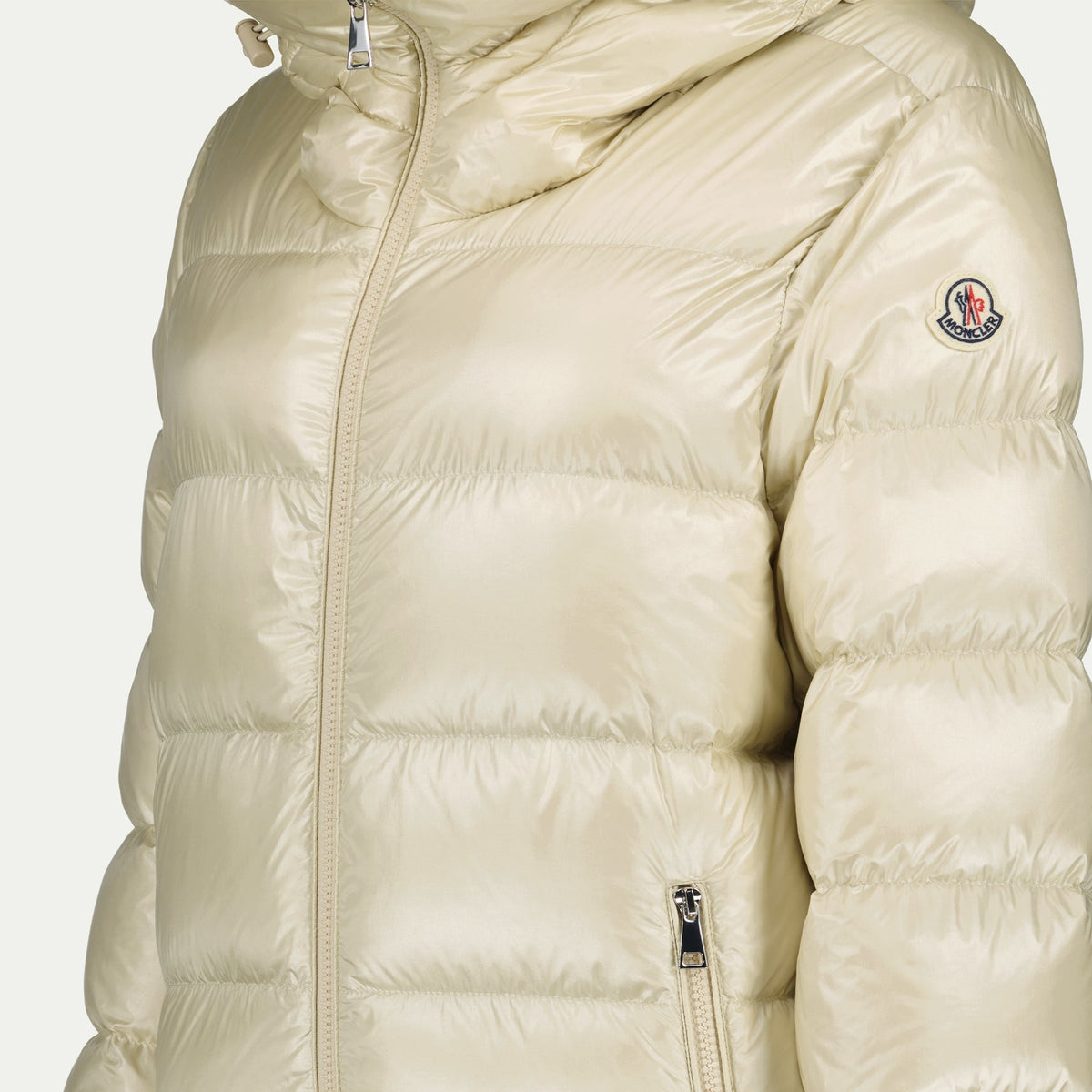 Cream Hooded Down Puffer Jacket