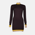 Layered Trim Turtleneck Knit Dress