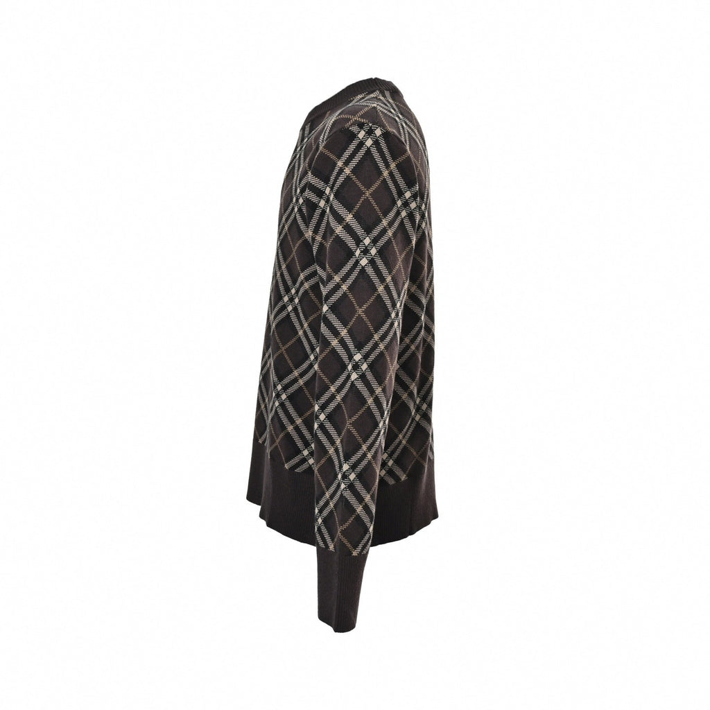 Brown Checked Wool Jumper