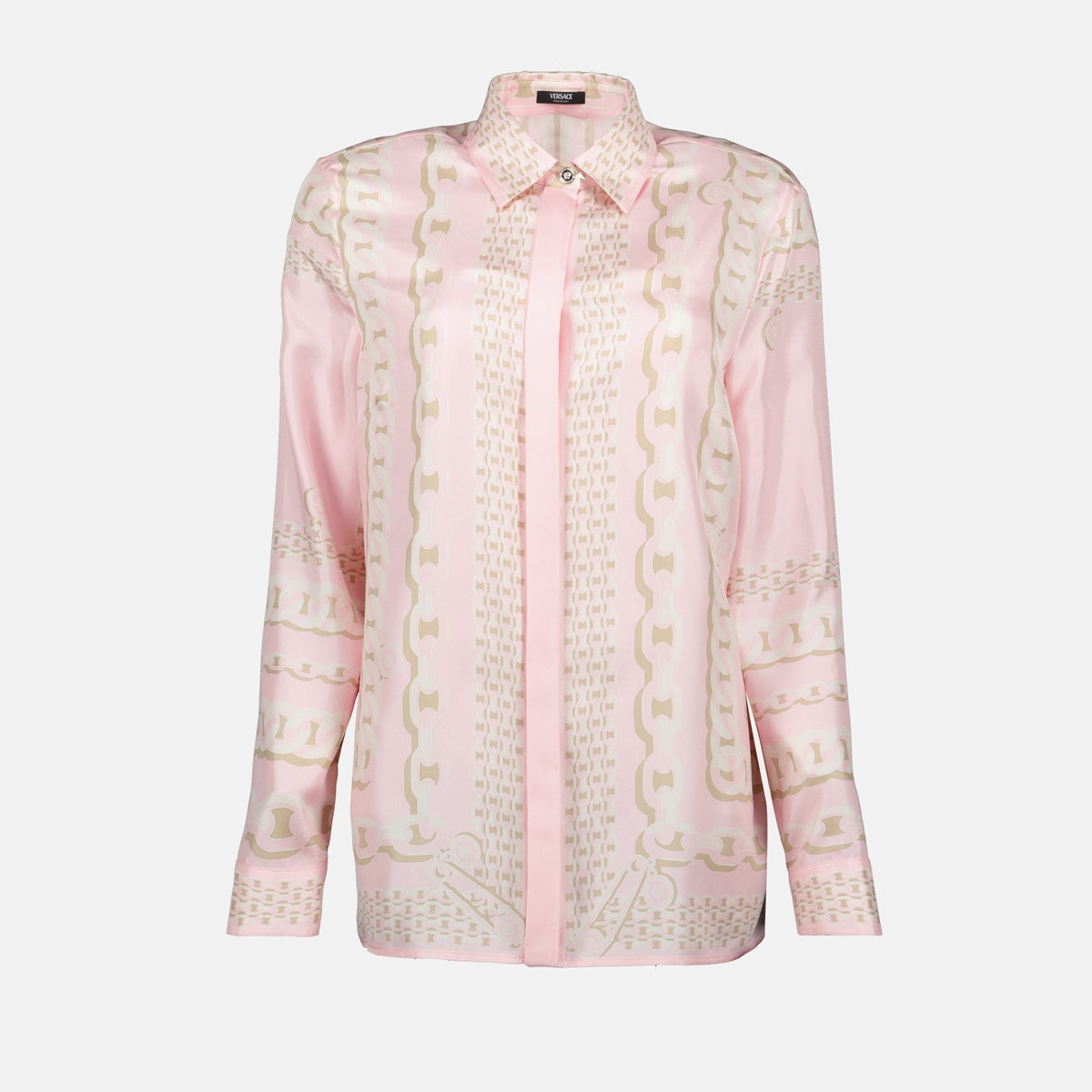 Pink Chain Print Silk Shirt