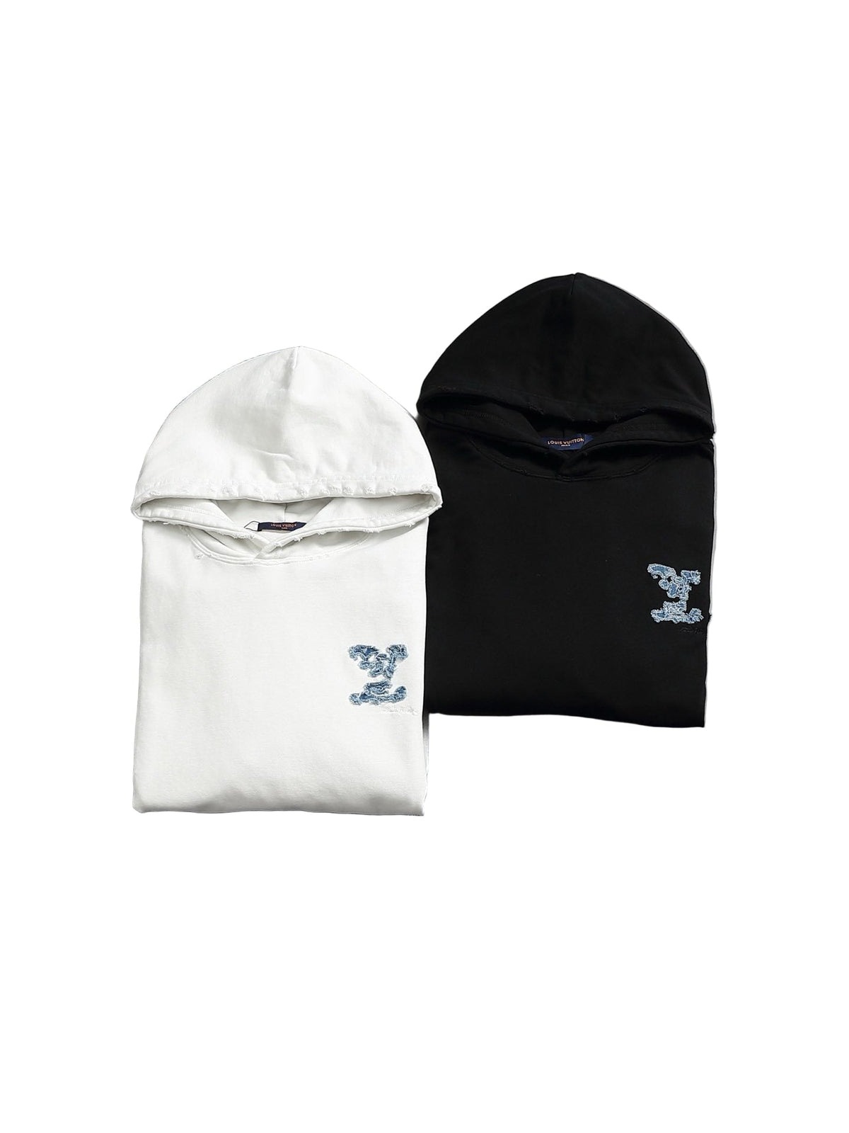 Black Gradient Hoodie with Blue LV Patch