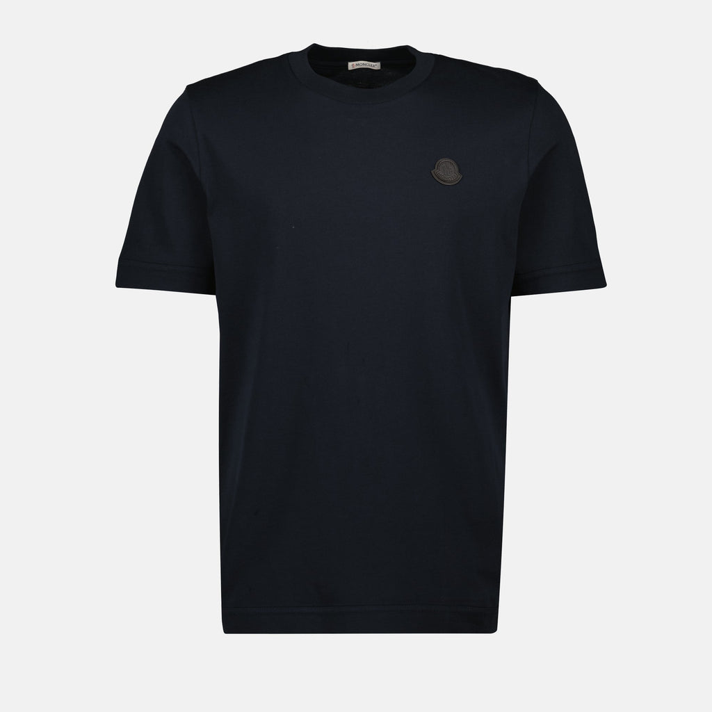 Leather Logo Cotton T-Shirt