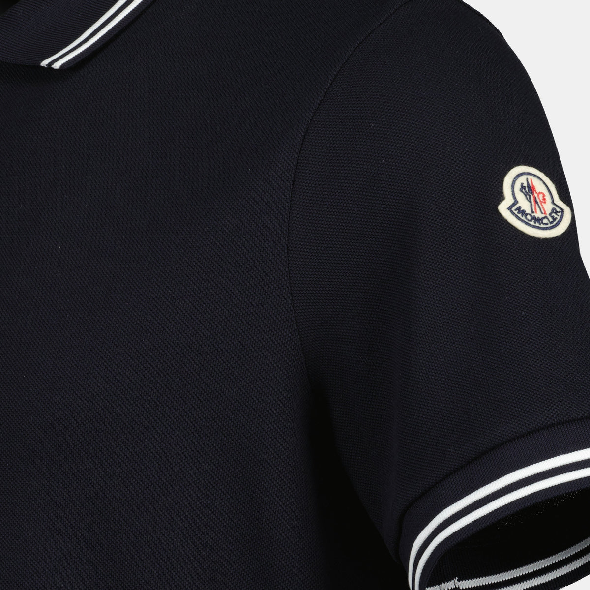 Navy Polo Shirt with Contrast Stripe Trim