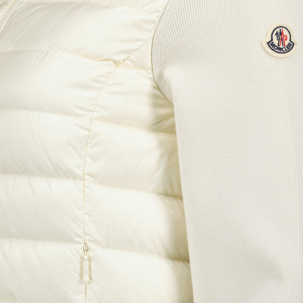 Ivory Knit Sleeve Puffer Jacket