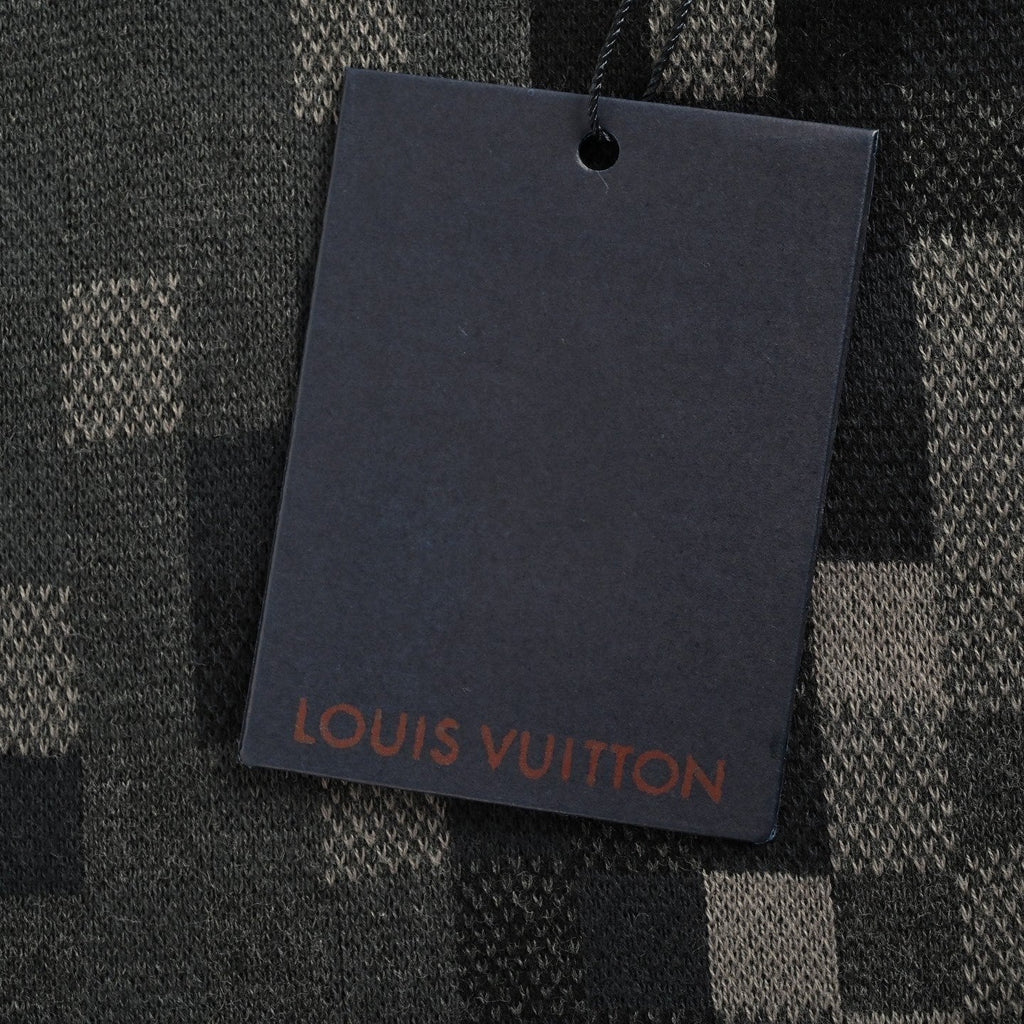 LV Pixelated Knit Crewneck Sweater – Black & Grey