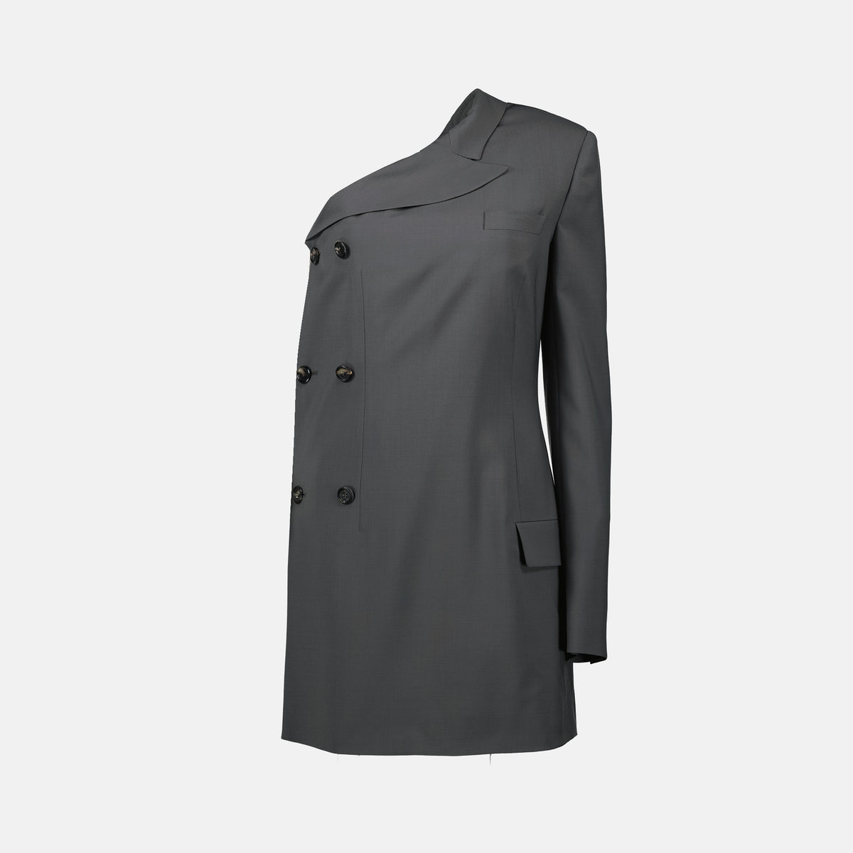 Asymmetric Double-Breasted Tailored Dress
