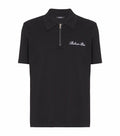 Zip-Neck Embroidered Polo Shirt