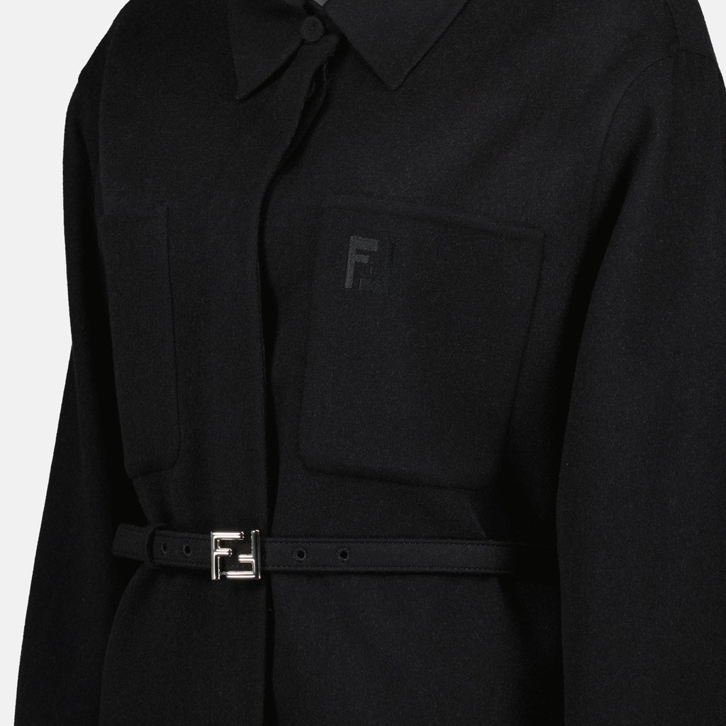 Black Belted Overshirt Jacket