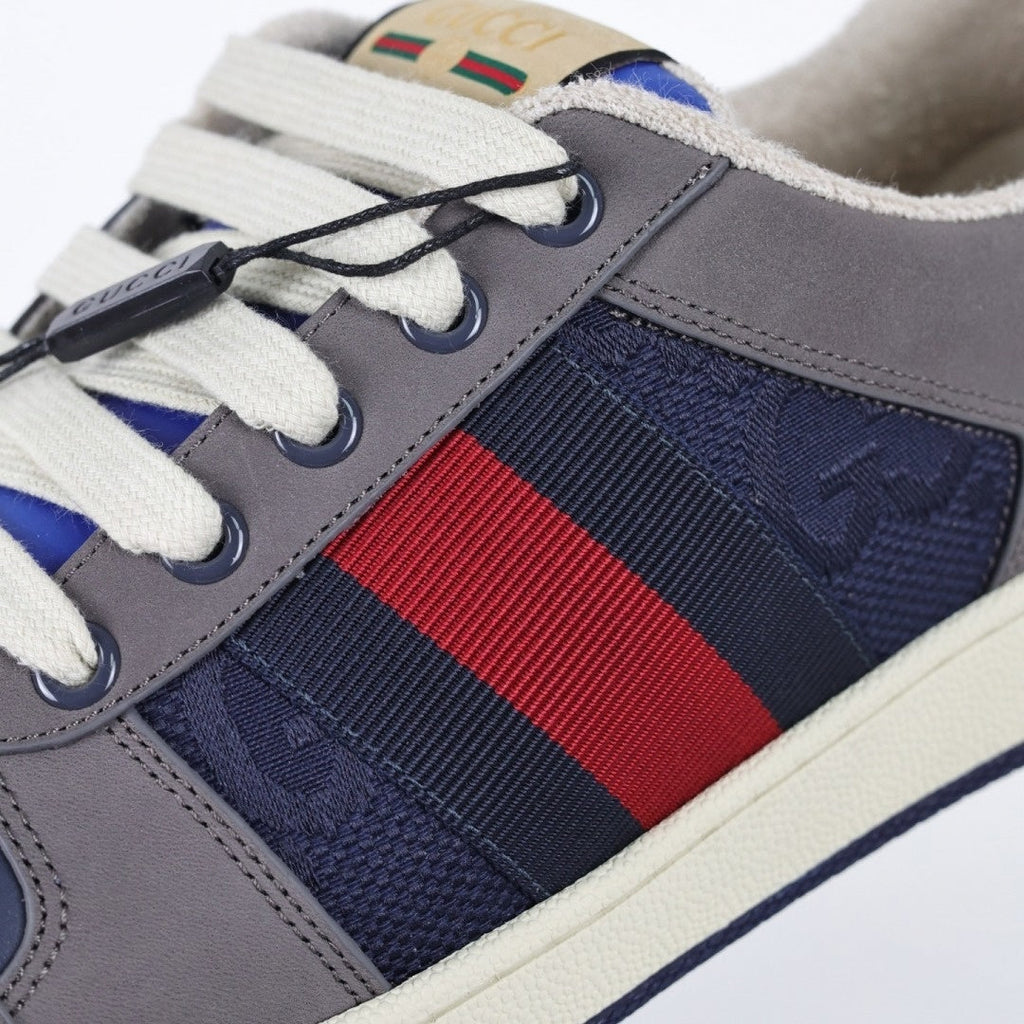 Screener Sneakers in Blue GG Canvas & Grey Suede