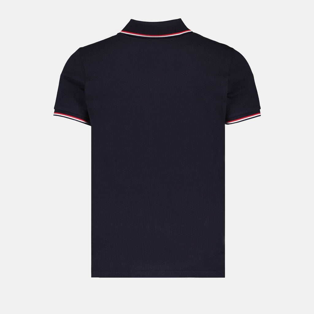 Navy Polo Shirt with Tricolour Trim