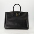 Croc-Embossed Leather Tote Bag