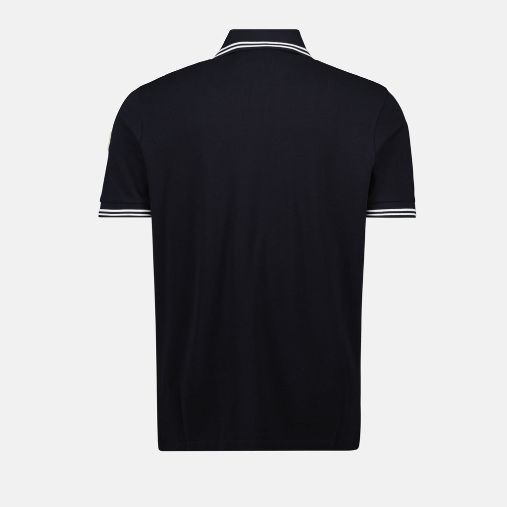 Navy Polo Shirt with Contrast Stripe Trim