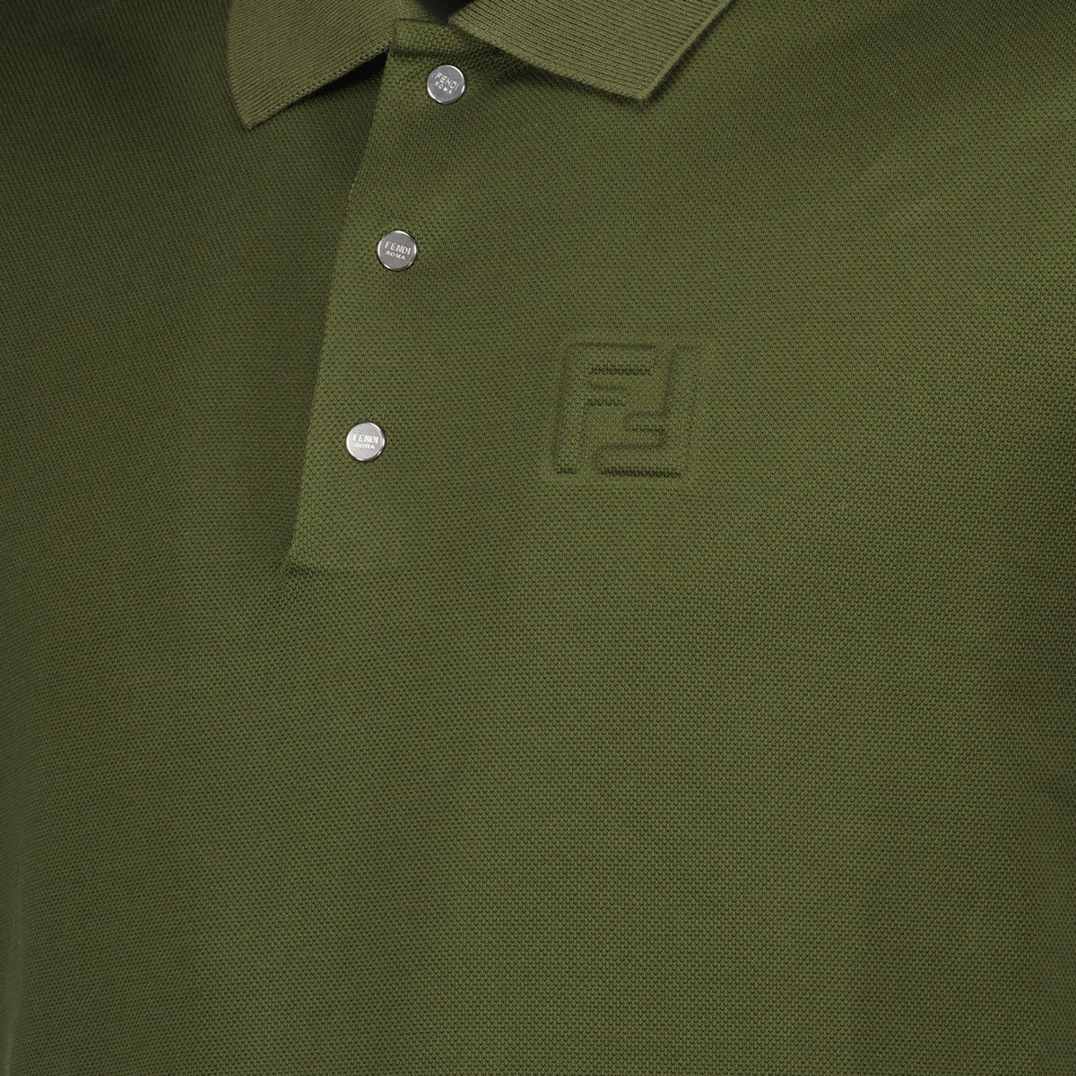 Fendi Olive Green Polo Shirt with Tonal FF Logo
