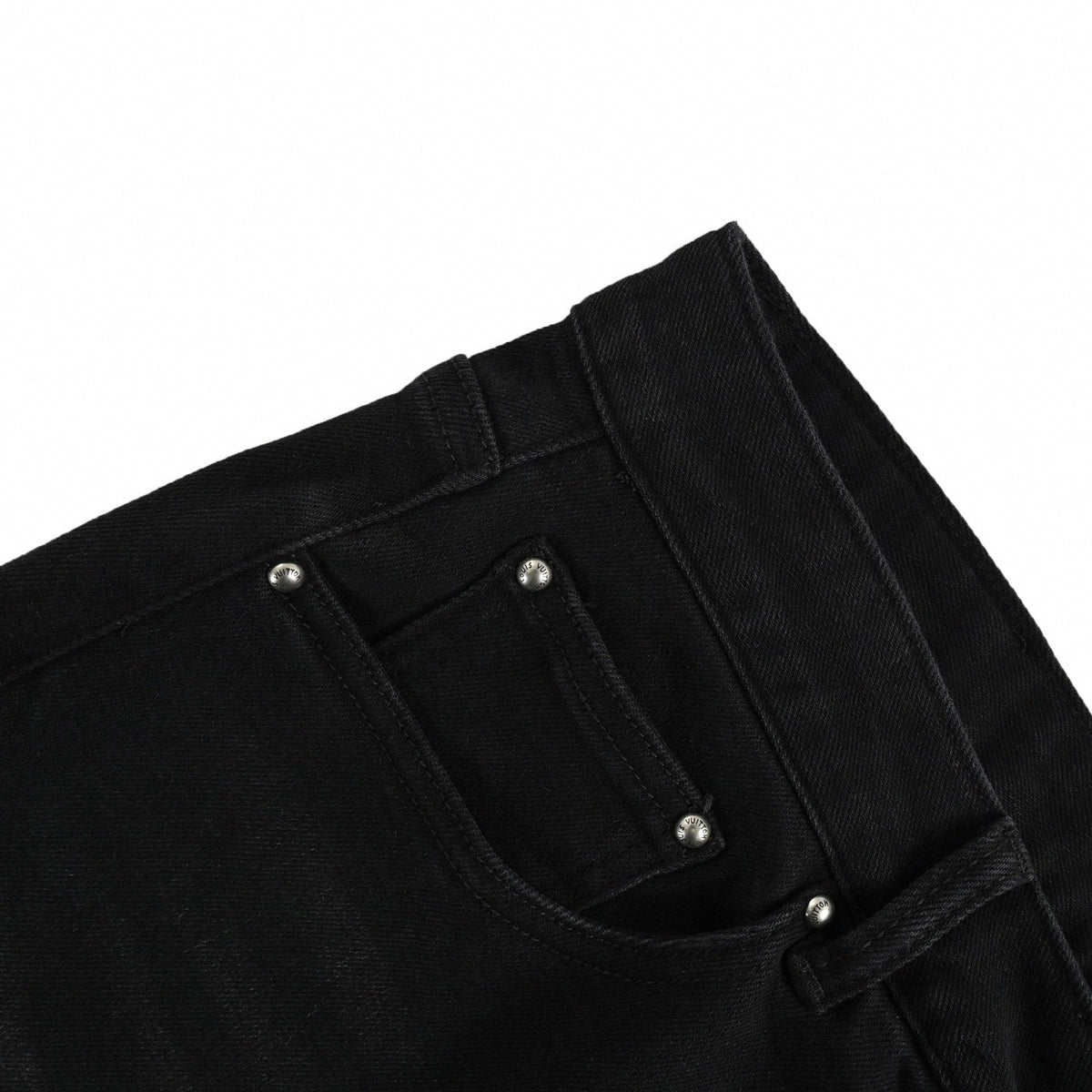 Black Slim-Fit Denim Jeans with Monogram Details