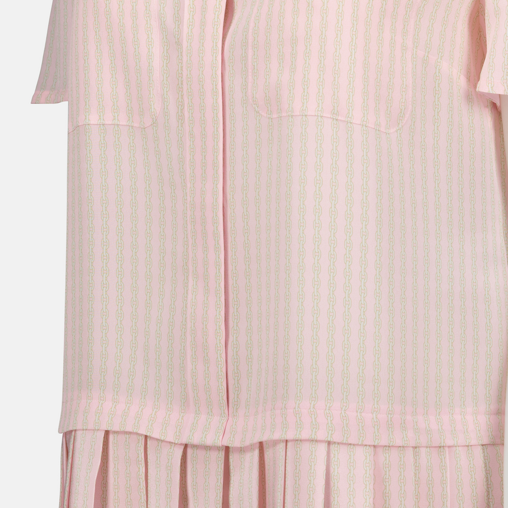 Striped Pleated Shirt Dress