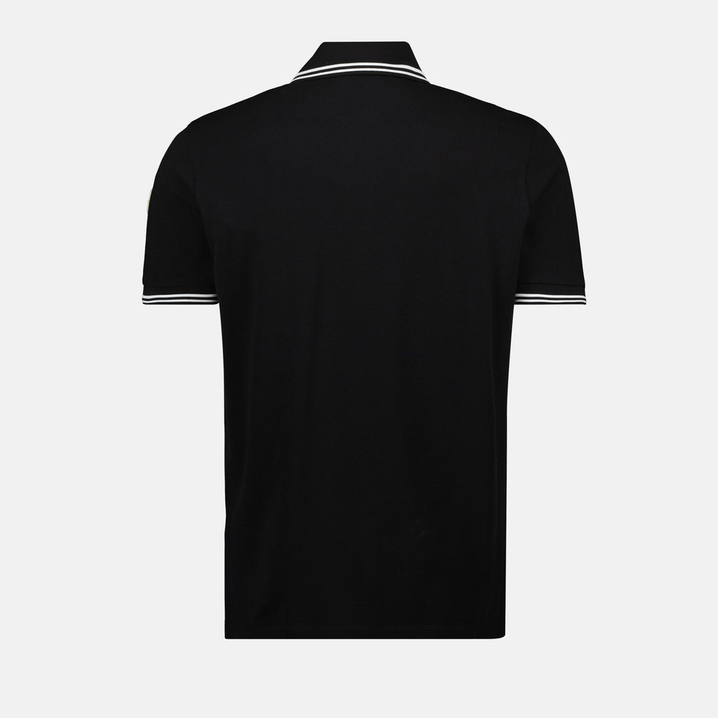 Black Polo Shirt with Contrast Stripe Collar