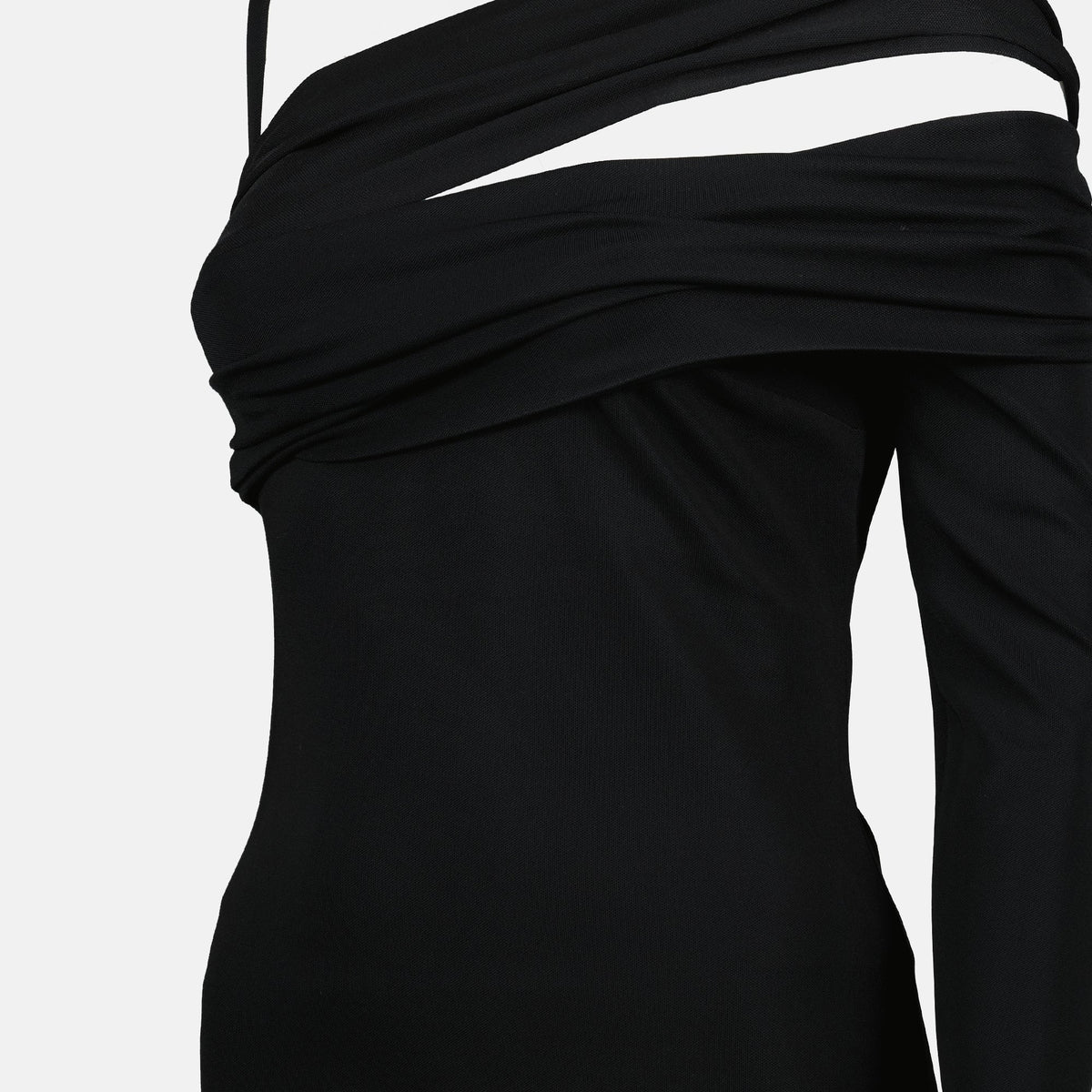 Asymmetric Draped One-Shoulder Midi Dress