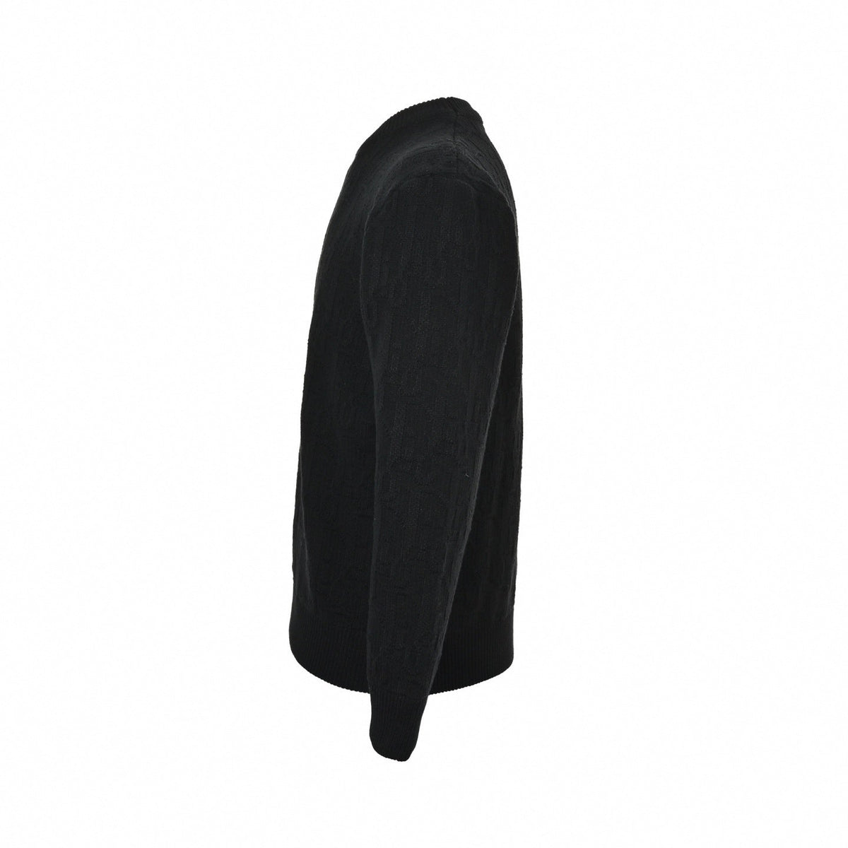 Black Textured Oblique Knit Sweater