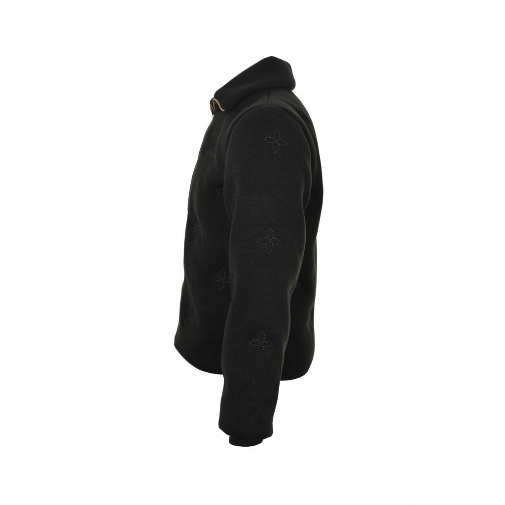Monogram Outline Embroidered Knit Zip Jacket