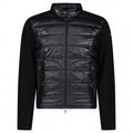Padded Wool Zip-Up Cardigan - Black