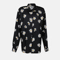 Daisy Print Silk Shirt in Black