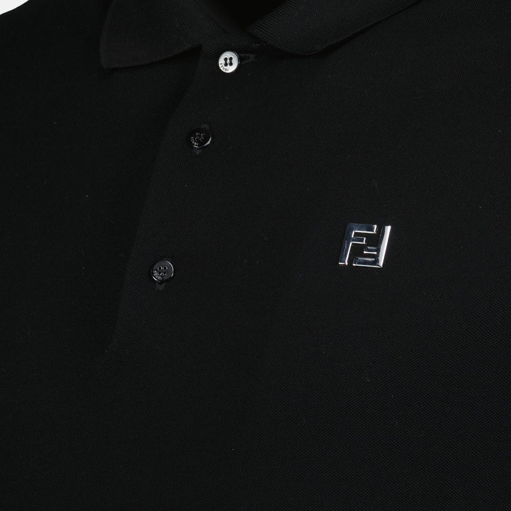 Fendi Black Polo Shirt with FF Logo Detail