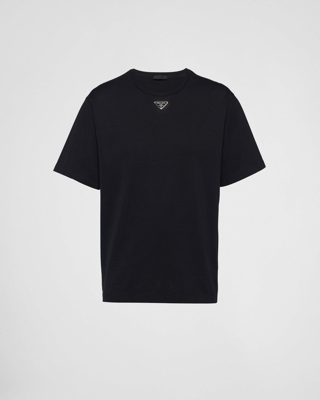 Black Minimalist T-Shirt with Signature Triangle Logo