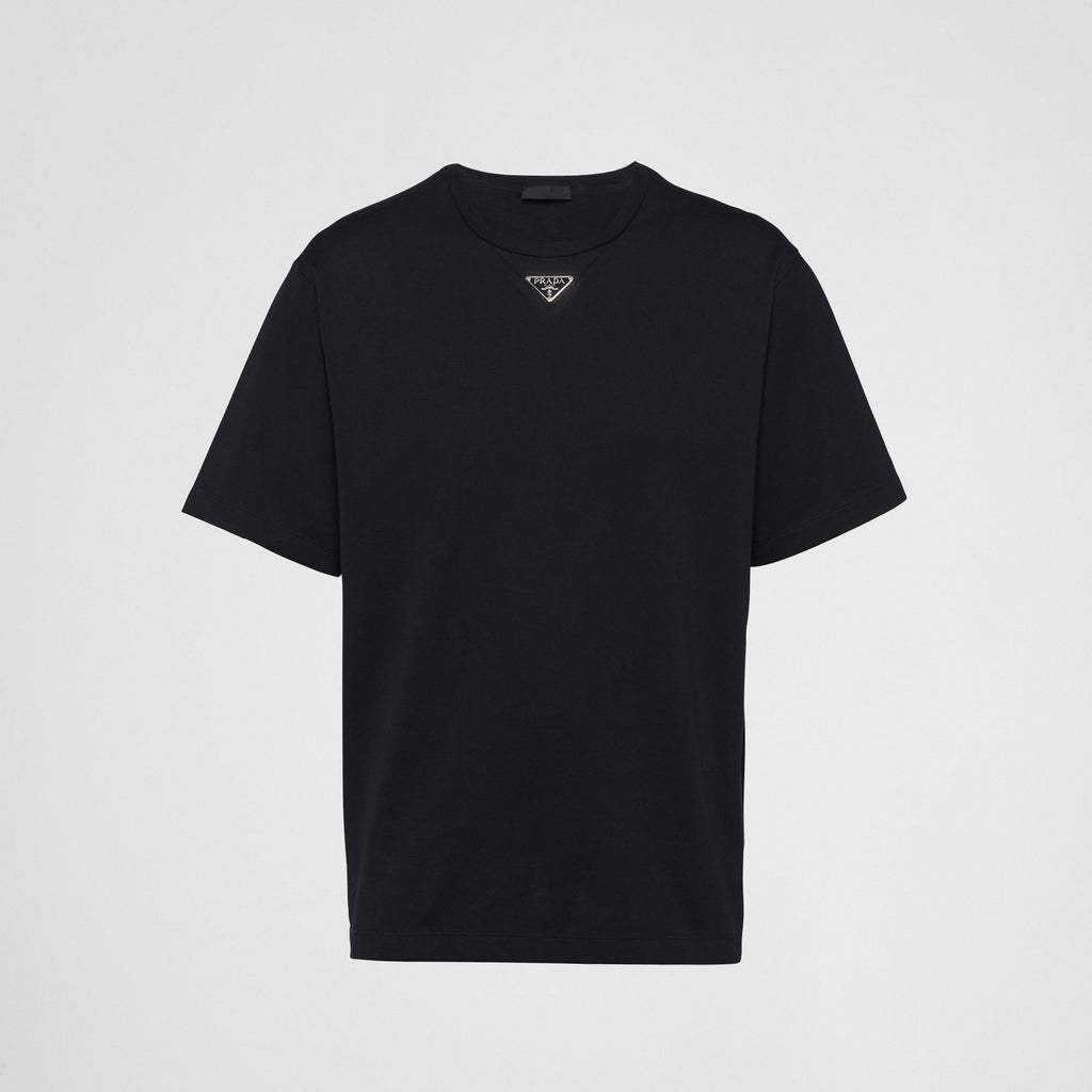 Black Minimalist T-Shirt with Signature Triangle Logo
