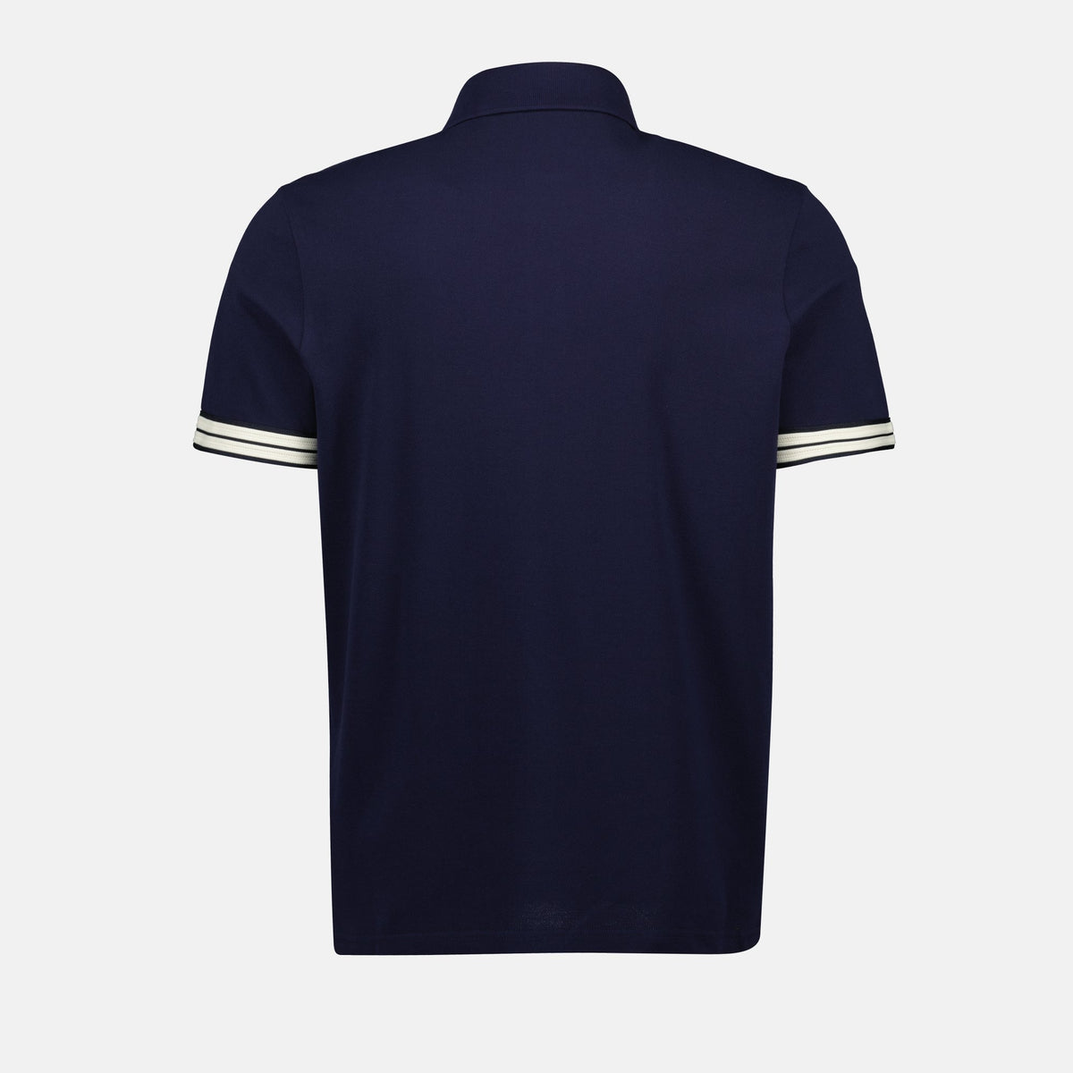 Navy Polo with Striped Sleeve Detail