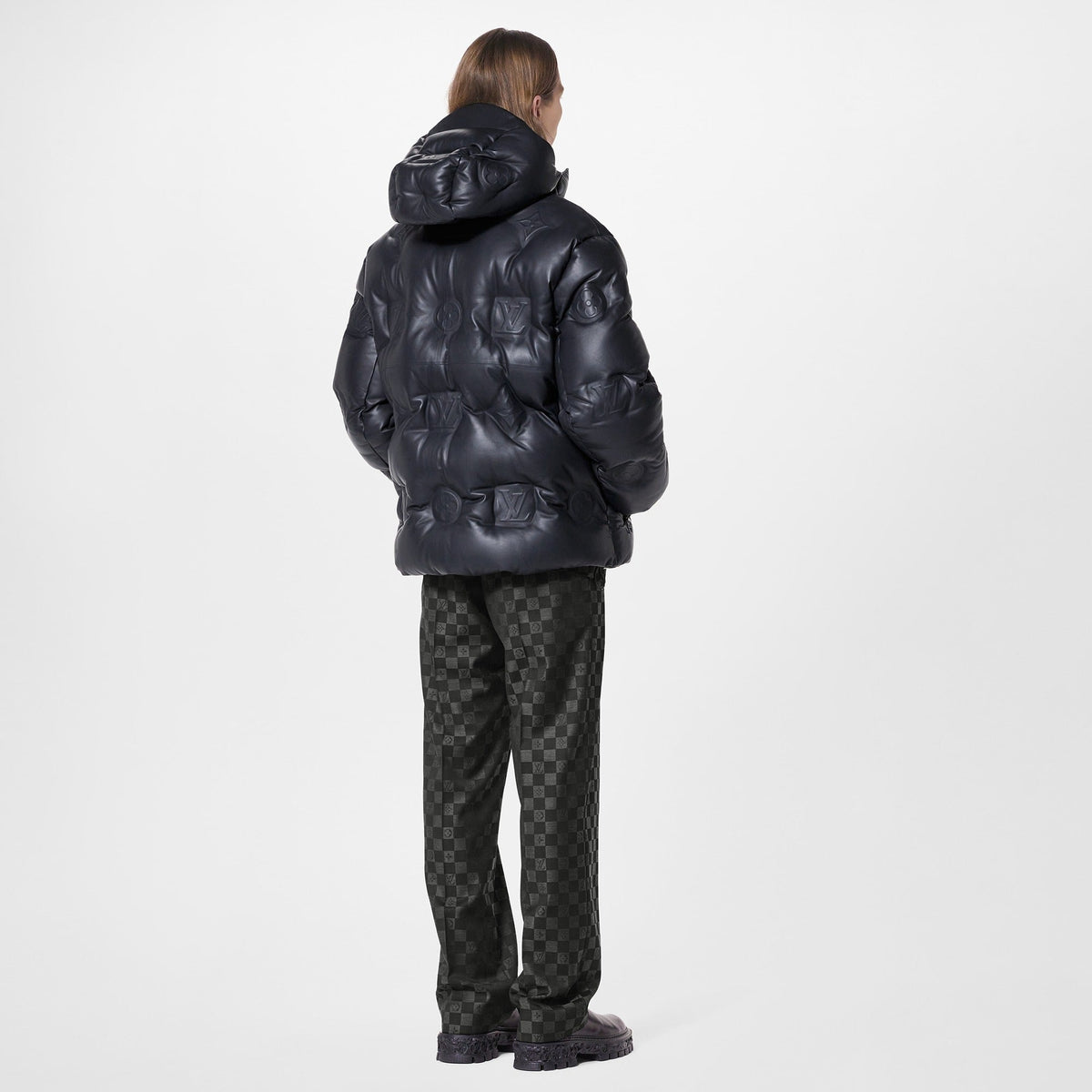 Black Embossed Hooded jacket