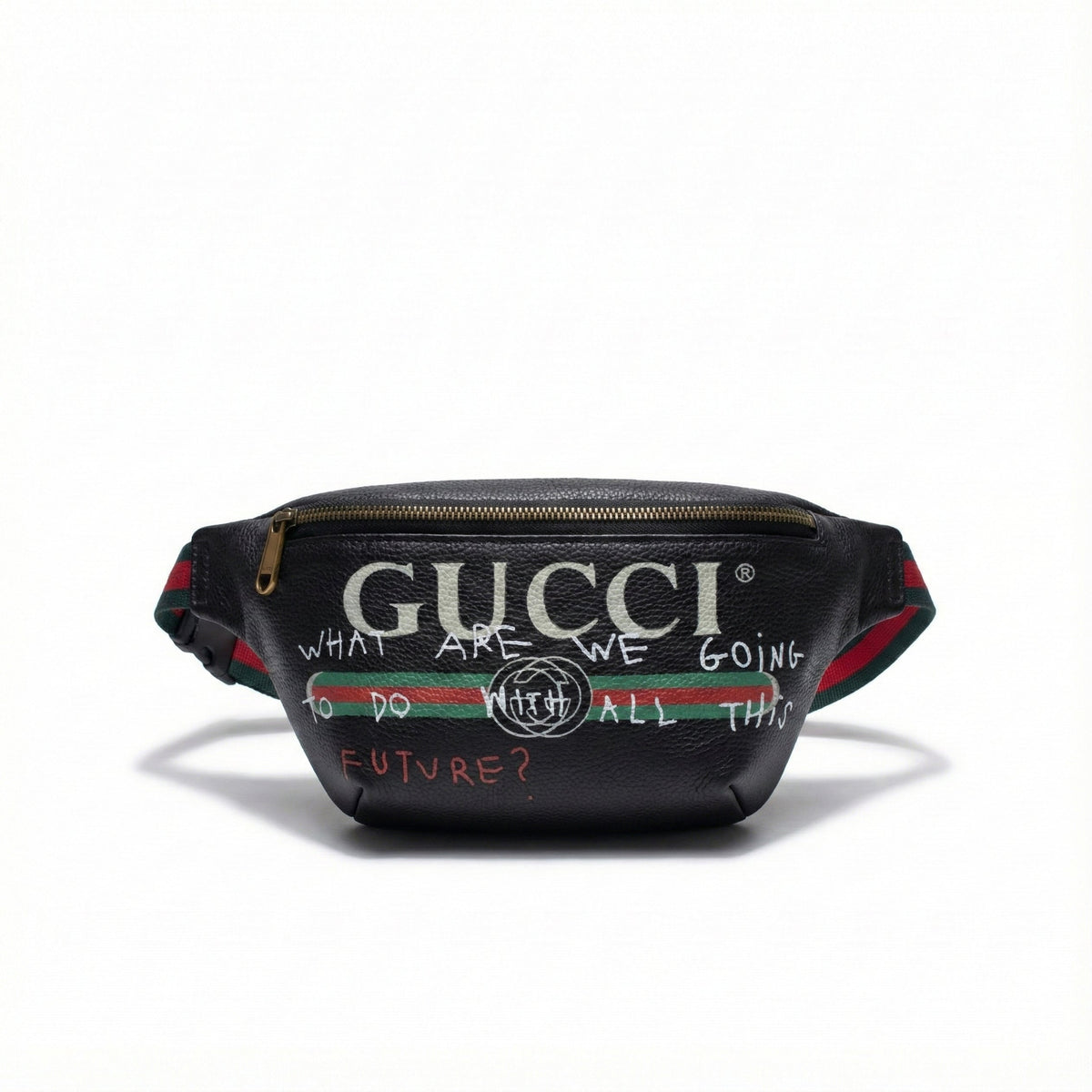 Logo Graffiti Leather Belt Bag