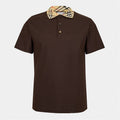 Check Collar Cotton Polo Shirt – Brown