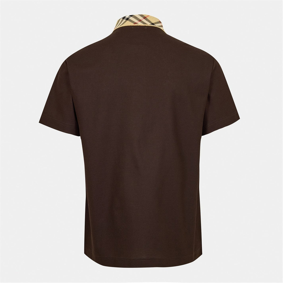 Check Collar Cotton Polo Shirt – Brown