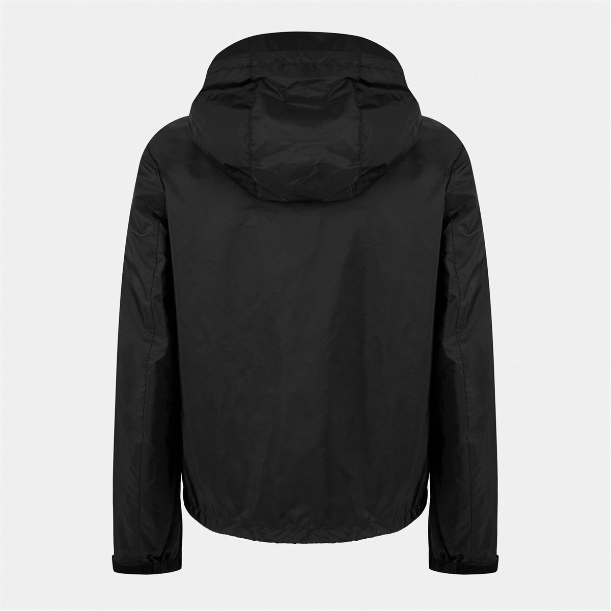 Hooded Nylon Windbreaker Jacket – Black