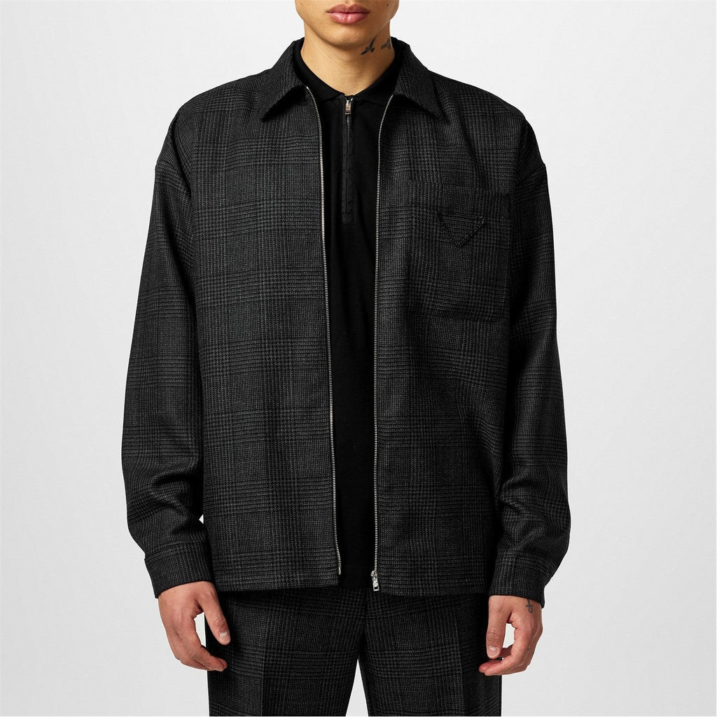 Check Wool Overshirt Jacket