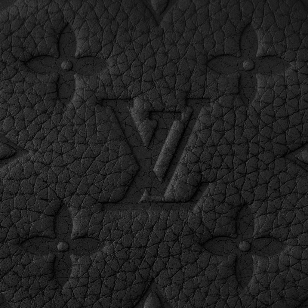 Monogram Embossed Leather Toiletry Pouch / Travel Case (All Black)